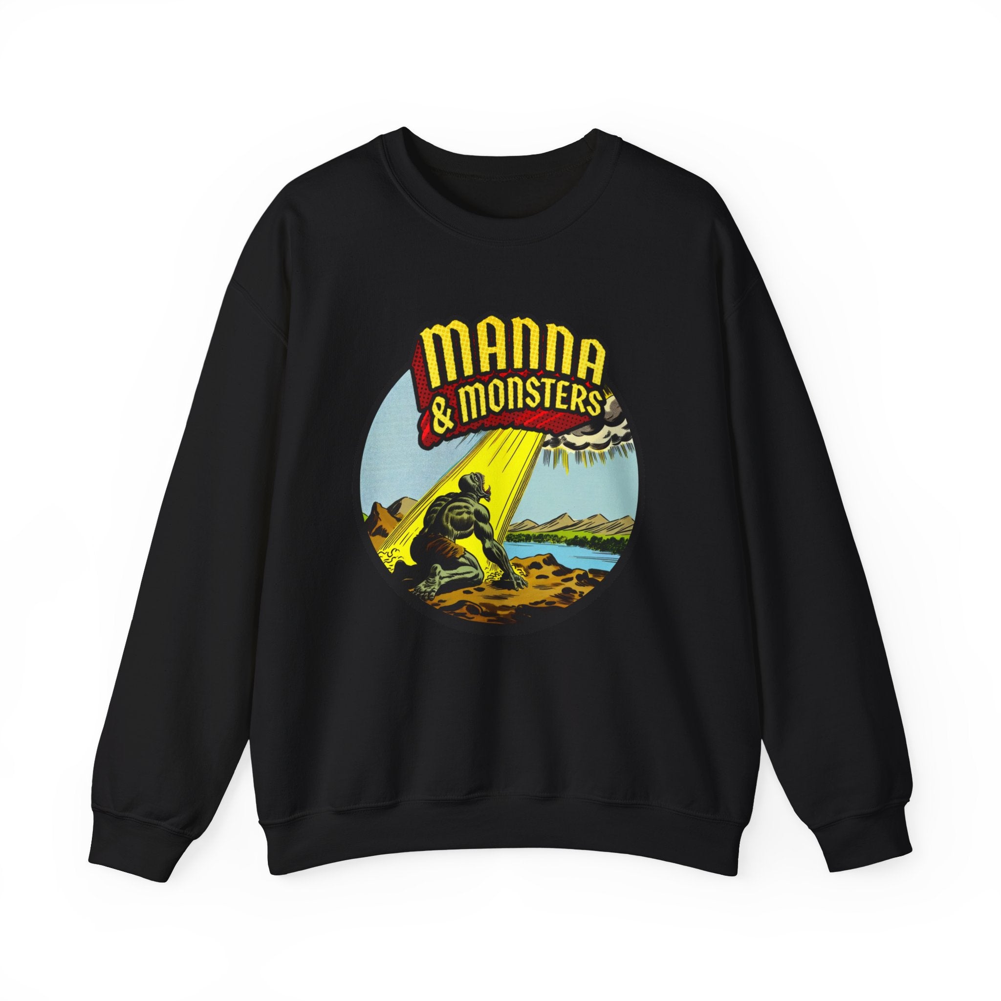 Manna & Monsters Crewneck Sweatshirt – Retro Monster Graphic Pullover