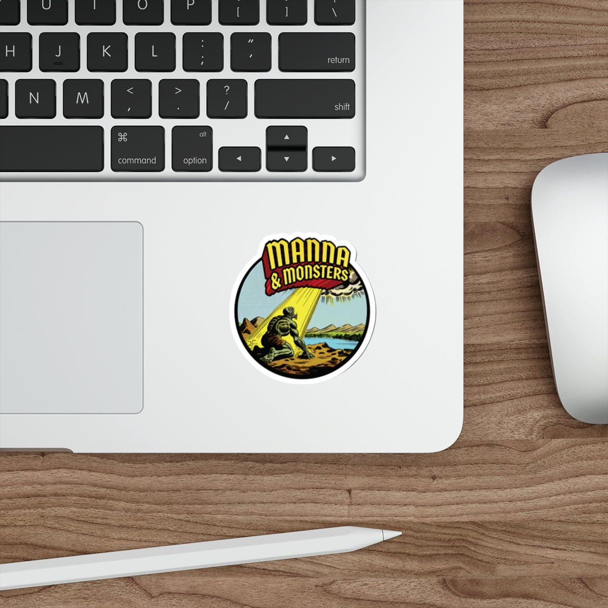 Manna & Monsters Podcast Art Die-Cut Sticker — Retro Monster Comic Art