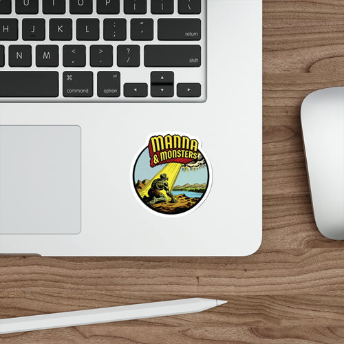 Manna & Monsters Podcast Art Die-Cut Sticker — Retro Monster Comic Art
