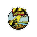 Manna & Monsters Podcast Art Die-Cut Sticker — Retro Monster Comic Art